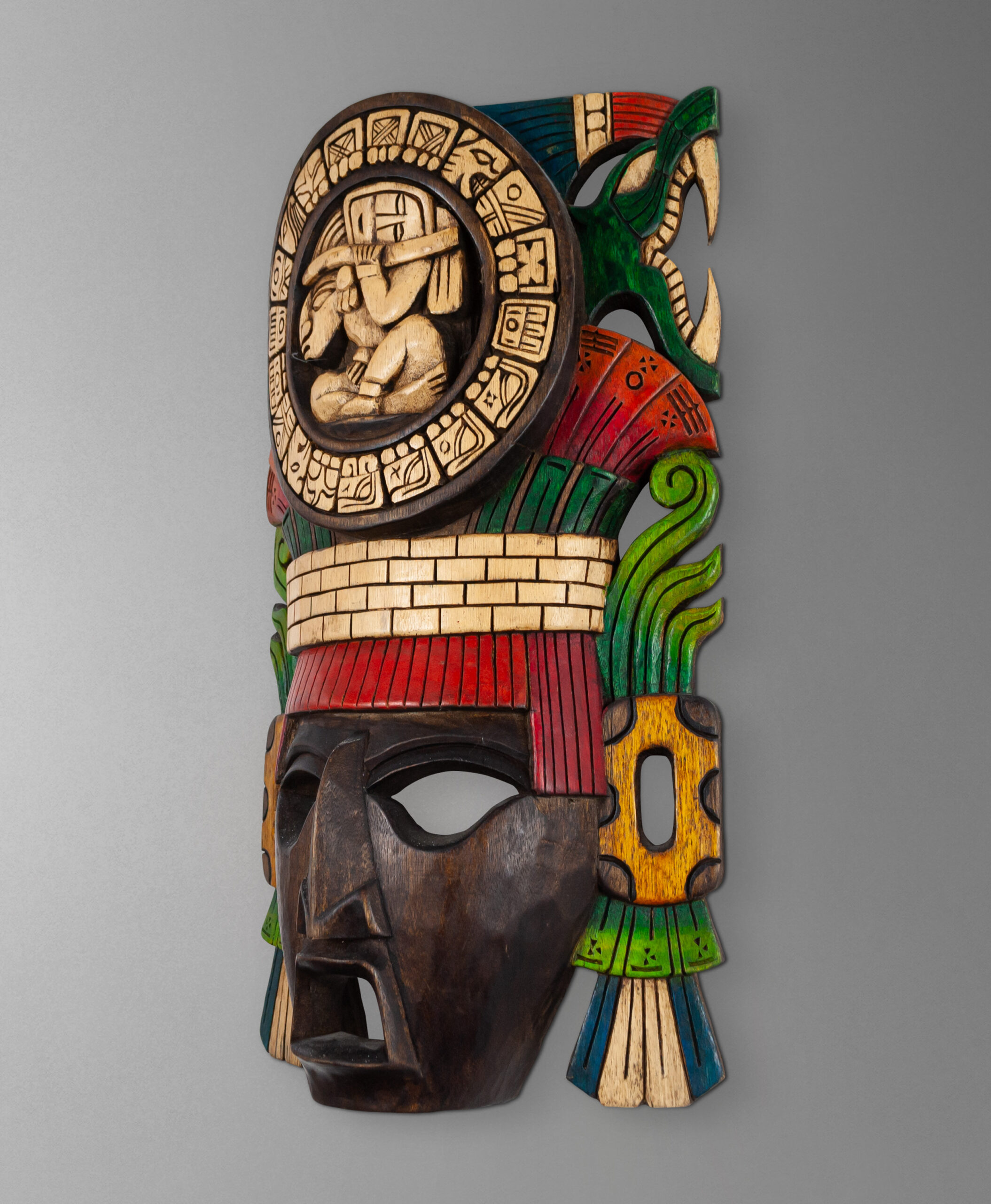 45 view of aztec god mask from mexico