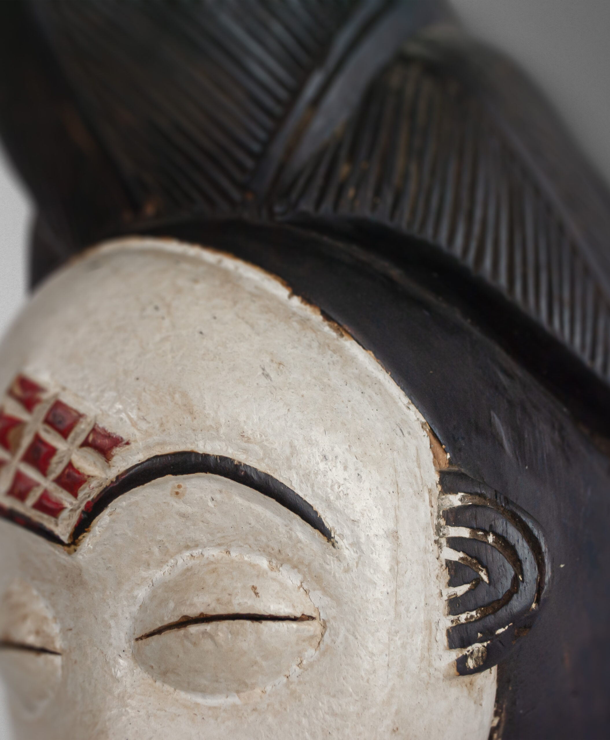 detail view of okuyi mask from gabon