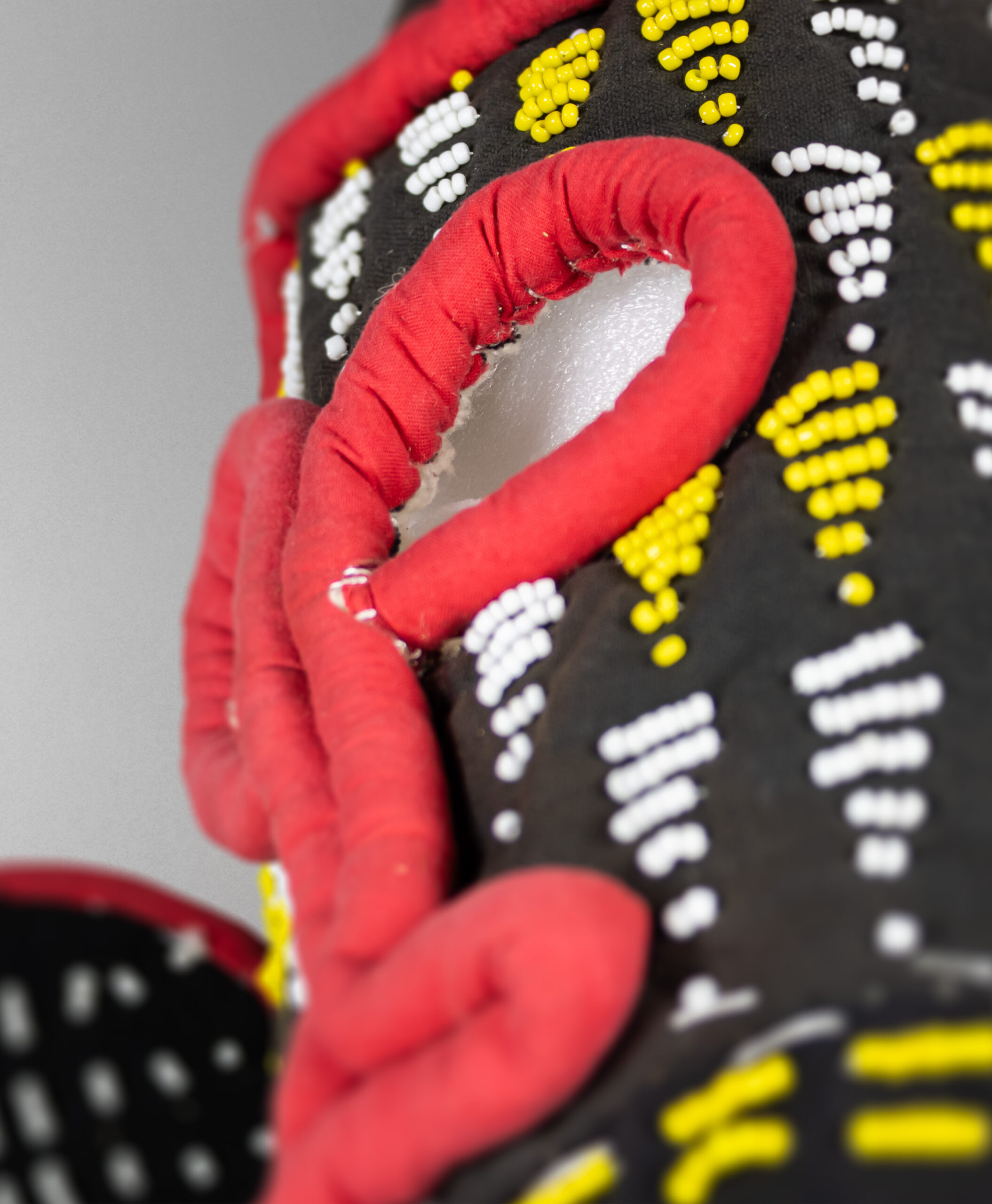 detail view of elephant mask from cameroon