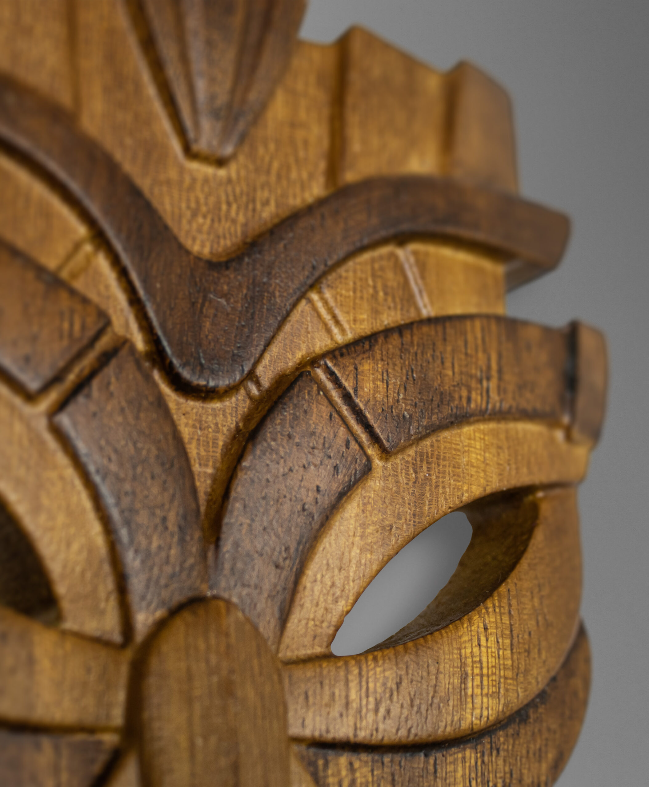 detail view of tiki god mask from united states