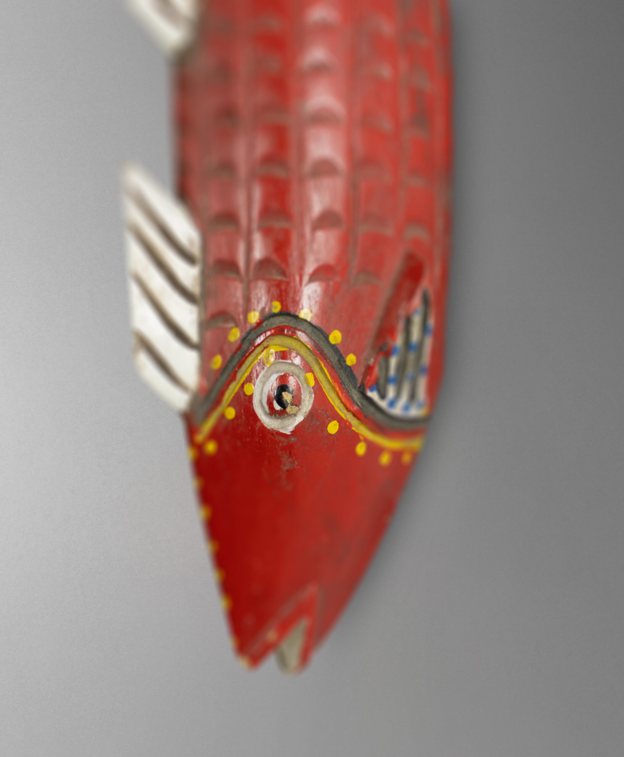 detail view of fish mask from mali